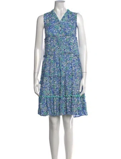 Pre-owned Poupette St Barth Floral Print Mini Dress In Blue