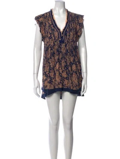 Pre-owned Poupette St Barth Floral Print Mini Dress In Blue