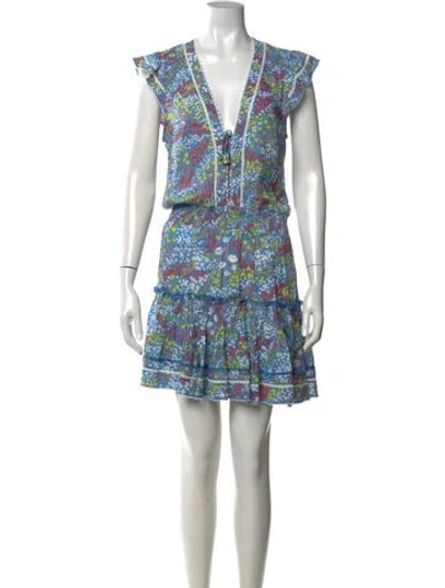 Pre-owned Poupette St Barth Floral Print Mini Dress In Blue