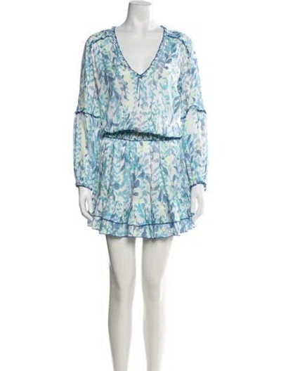 Pre-owned Poupette St Barth Floral Print Mini Dress In Blue
