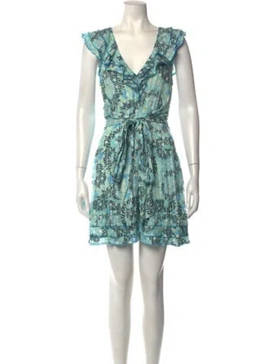 Pre-owned Poupette St Barth Floral Print Mini Dress In Blue