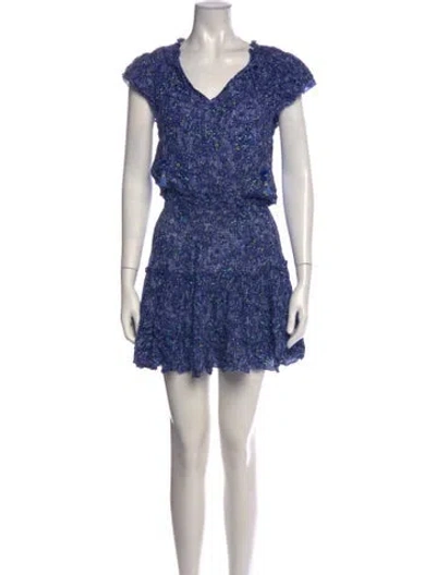 Pre-owned Poupette St Barth Floral Print Mini Dress In Blue