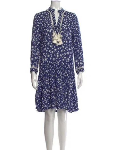 Pre-owned Poupette St Barth Floral Print Mini Dress In Blue