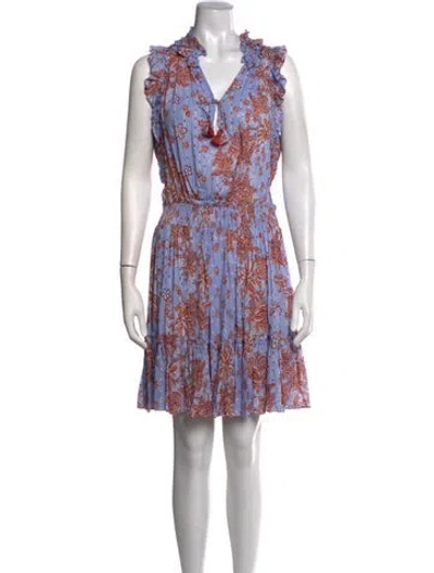 Pre-owned Poupette St Barth Floral Print Mini Dress In Blue