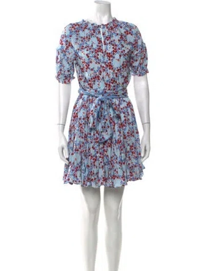 Pre-owned Poupette St Barth Floral Print Mini Dress In Blue