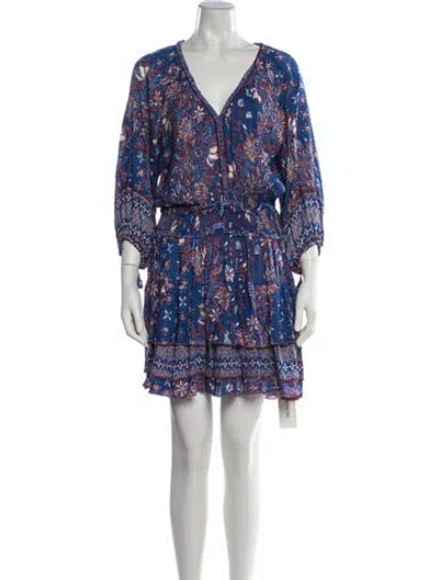 Pre-owned Poupette St Barth Floral Print Mini Dress In Blue