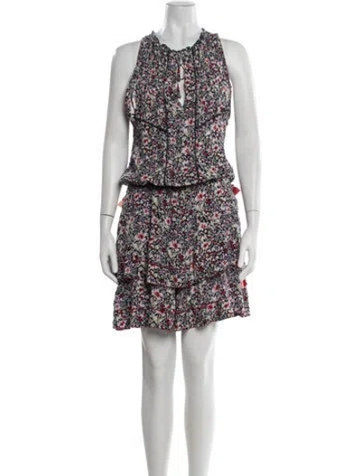 Pre-owned Poupette St Barth Floral Print Mini Dress In Blue/red