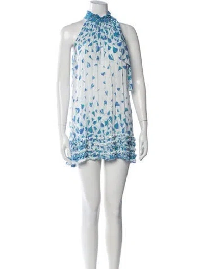 Pre-owned Poupette St Barth Floral Print Mini Dress In Blue/white