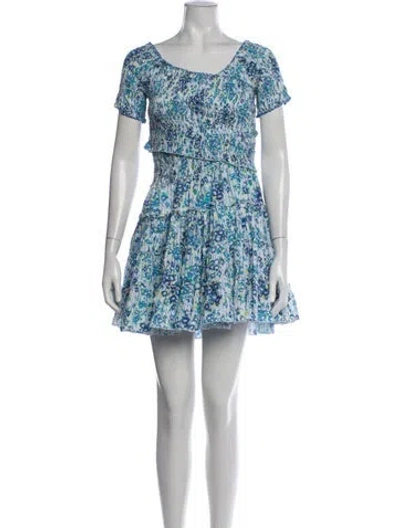 Pre-owned Poupette St Barth Floral Print Mini Dress In Blue/white