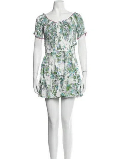 Pre-owned Poupette St Barth Floral Print Mini Dress In Blue/white