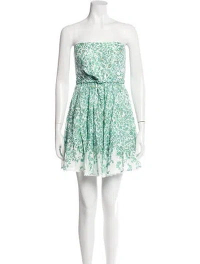 Pre-owned Poupette St Barth Floral Print Mini Dress In Green