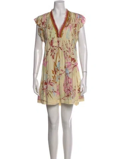 Pre-owned Poupette St Barth Floral Print Mini Dress In Green