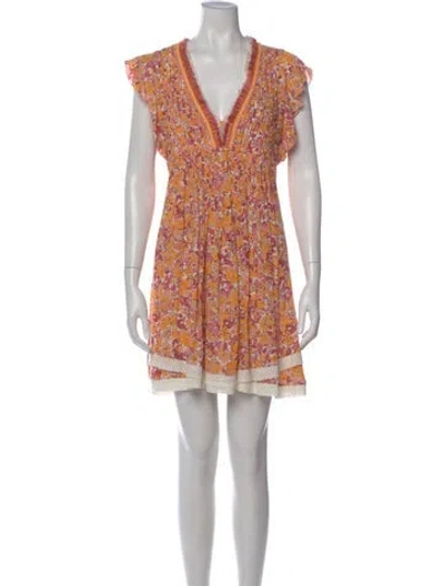 Pre-owned Poupette St Barth Floral Print Mini Dress In Green