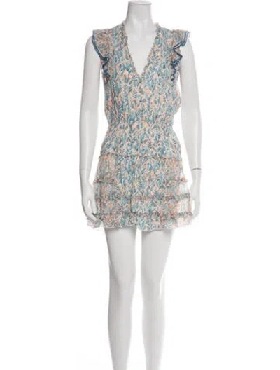 Pre-owned Poupette St Barth Floral Print Mini Dress In Green