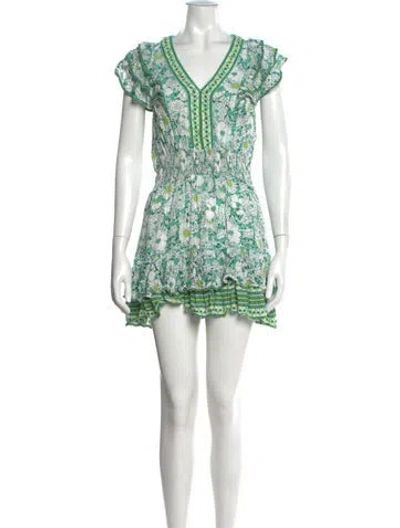 Pre-owned Poupette St Barth Floral Print Mini Dress In Green