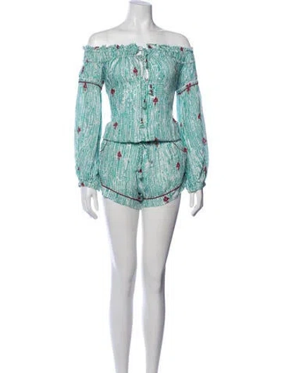 Pre-owned Poupette St Barth Floral Print Mini Dress In Green