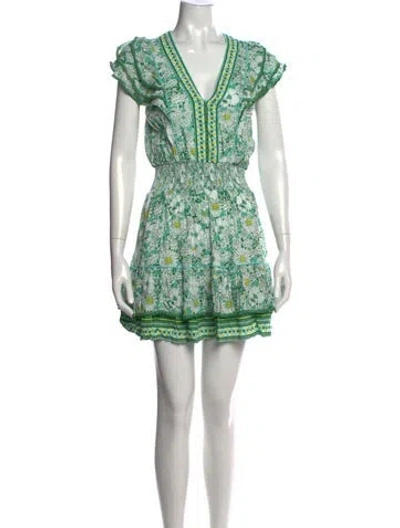 Pre-owned Poupette St Barth Floral Print Mini Dress In Green