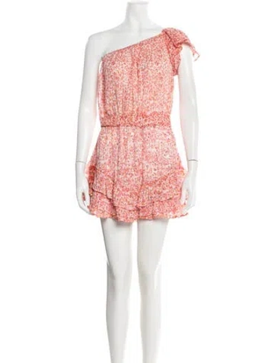 Pre-owned Poupette St Barth Floral Print Mini Dress In Metallic/neutrals