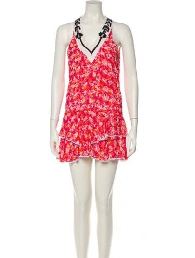 Pre-owned Poupette St Barth Floral Print Mini Dress In Multi