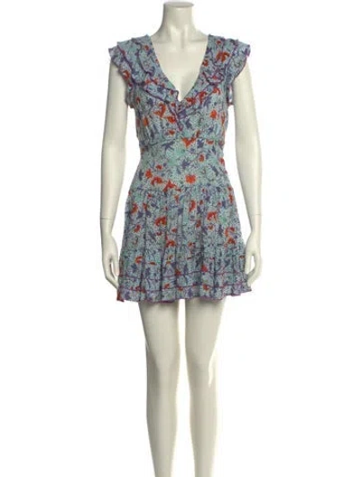 Pre-owned Poupette St Barth Floral Print Mini Dress In Multi