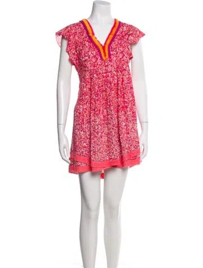 Pre-owned Poupette St Barth Floral Print Mini Dress In Multi