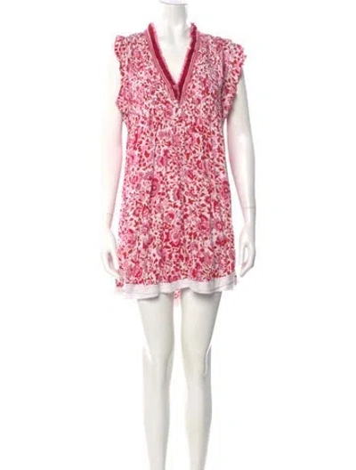 Pre-owned Poupette St Barth Floral Print Mini Dress In Multi