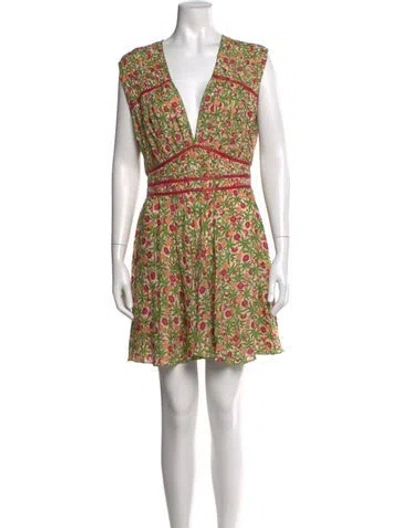 Pre-owned Poupette St Barth Floral Print Mini Dress In Multi