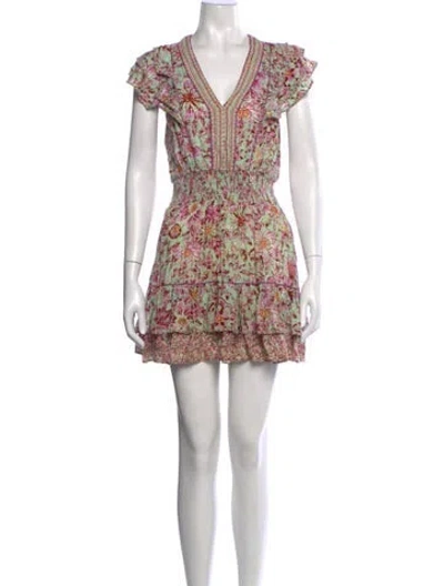 Pre-owned Poupette St Barth Floral Print Mini Dress In Multi