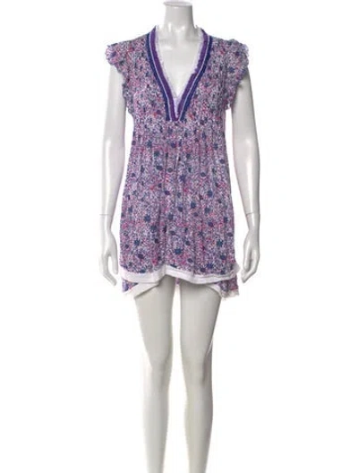 Pre-owned Poupette St Barth Floral Print Mini Dress In Multi