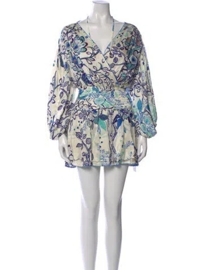 Pre-owned Poupette St Barth Floral Print Mini Dress In Multicolor