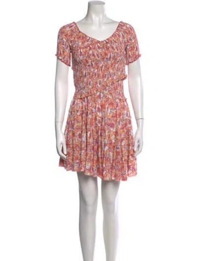 Pre-owned Poupette St Barth Floral Print Mini Dress In Neutral