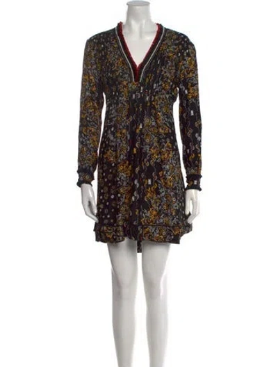 Pre-owned Poupette St Barth Floral Print Mini Dress In Neutral