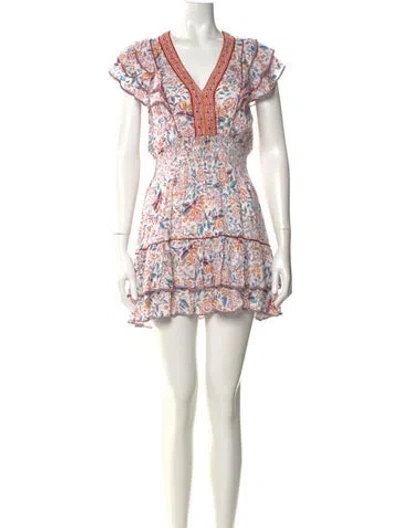 Pre-owned Poupette St Barth Floral Print Mini Dress In Neutral