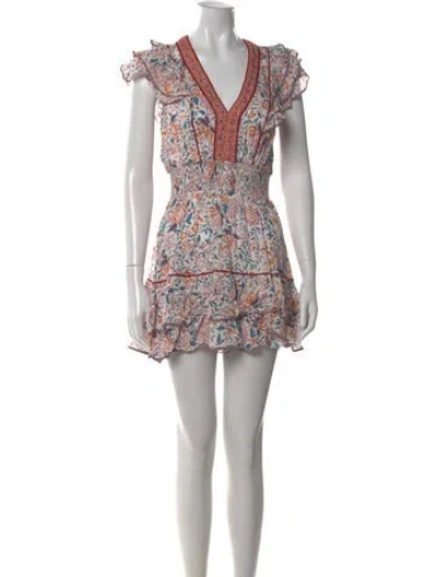 Pre-owned Poupette St Barth Floral Print Mini Dress In Neutral