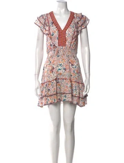 Pre-owned Poupette St Barth Floral Print Mini Dress In Neutral
