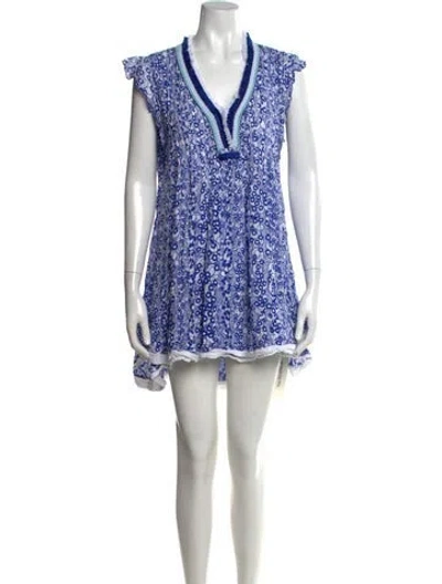 Pre-owned Poupette St Barth Floral Print Mini Dress In Neutral