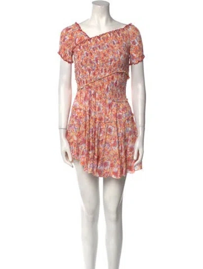 Pre-owned Poupette St Barth Floral Print Mini Dress In Orange