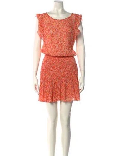 Pre-owned Poupette St Barth Floral Print Mini Dress In Orange