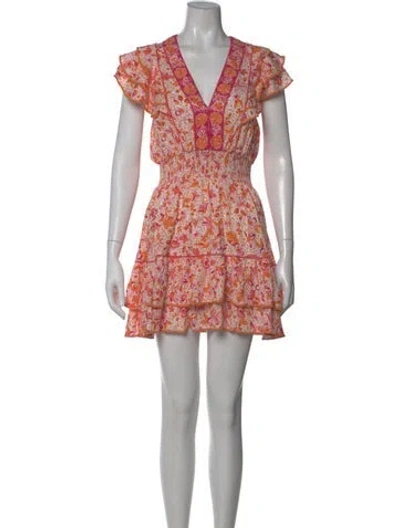Pre-owned Poupette St Barth Floral Print Mini Dress In Orange