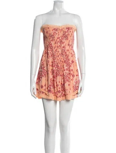 Pre-owned Poupette St Barth Floral Print Mini Dress In Orange