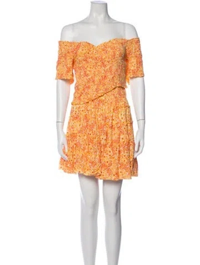 Pre-owned Poupette St Barth Floral Print Mini Dress In Orange