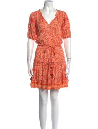 Pre-owned Poupette St Barth Floral Print Mini Dress In Orange