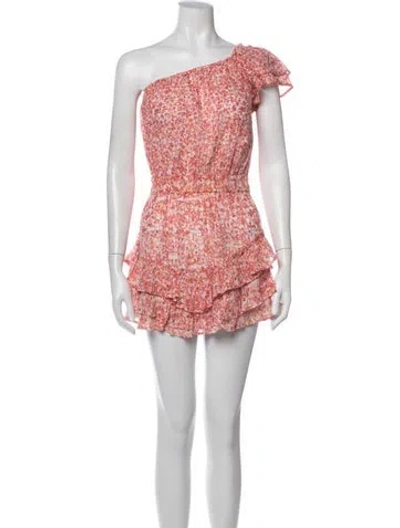 Pre-owned Poupette St Barth Floral Print Mini Dress In Orange