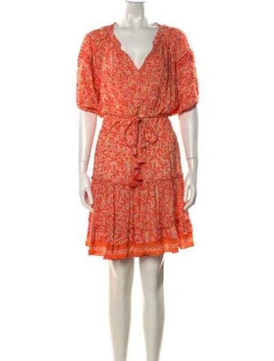 Pre-owned Poupette St Barth Floral Print Mini Dress In Orange