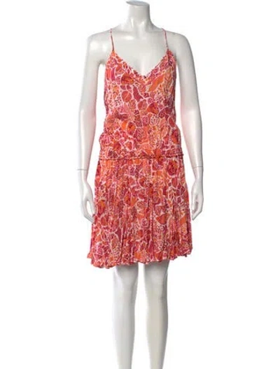 Pre-owned Poupette St Barth Floral Print Mini Dress In Orange