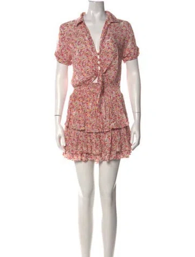 Pre-owned Poupette St Barth Floral Print Mini Dress In Orange