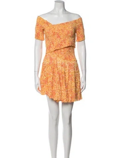 Pre-owned Poupette St Barth Floral Print Mini Dress In Orange