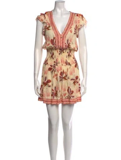 Pre-owned Poupette St Barth Floral Print Mini Dress In Orange
