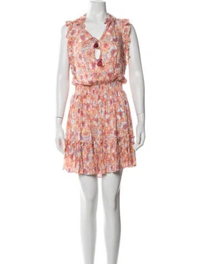 Pre-owned Poupette St Barth Floral Print Mini Dress In Orange