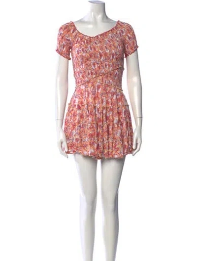 Pre-owned Poupette St Barth Floral Print Mini Dress In Orange